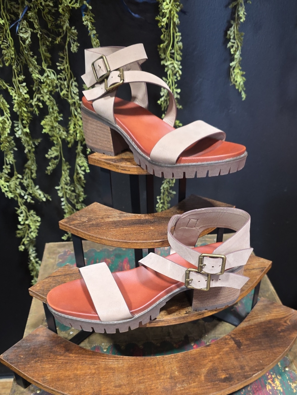 MIA Beige Strappy Block Heel Sandals with Buckle Detail